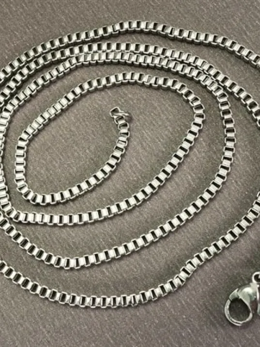 316L Paslanmaz Çelik Erkek Kolye Zincir 2mm İnce Kutu Model