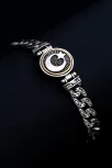 Erkek Gümüş Bileklik - Ortası Dönen Ayyıldız Model Gurmet Zincir Gümüş Bileklik Künye