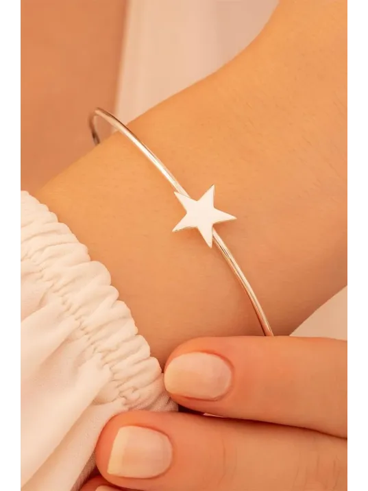 Kadın Gümüş Bileklik - El Yapımı Gümüş Yıldız Motifli Kadın Bileklik Kadın Gümüş Bileklik - El Yapımı Gümüş Yıldız Motifli Kadın Bileklik