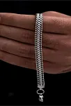 Erkek Bileklik - Çift Sıra Örgü Model Erkek Çelik Bileklik