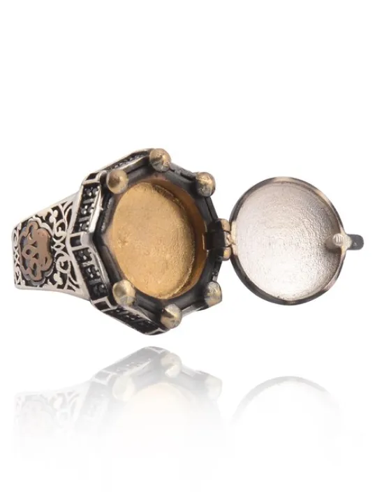 Osmanlı Motif İçi Açılabilen 925 Ayar Erkek Gümüş Yüzük GYZOSMNLMTF-GMS