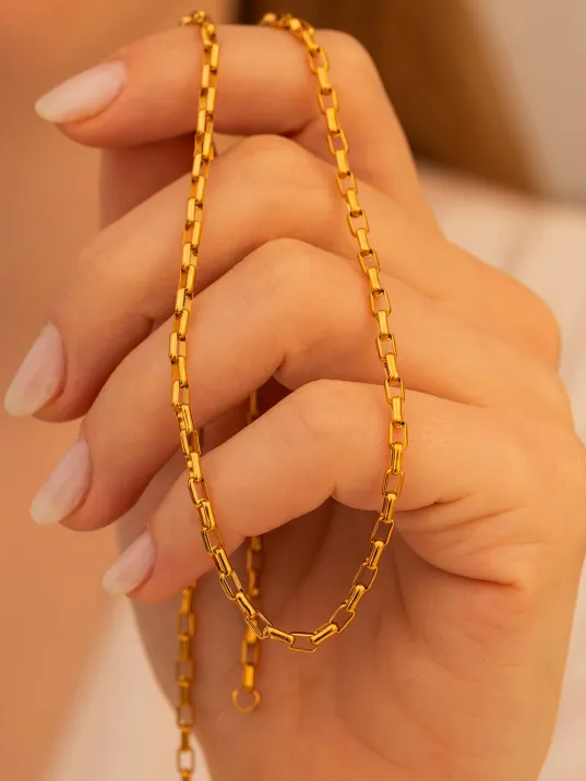 Kadın Çelik Kolye - Altın Kaplama Halka Model Paslanmaz Çelik Kolye Kadın Çelik Kolye - Altın Kaplama Halka Model Paslanmaz Çelik Kolye
