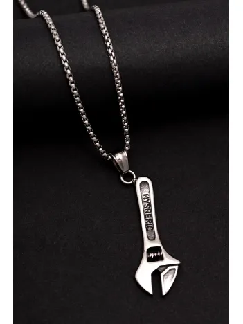 Ingiliz Anahtarı Erkek Kolye - Ingiliz Anahtarı Model Erkek Çelik Kolye - Usta Kolyesi