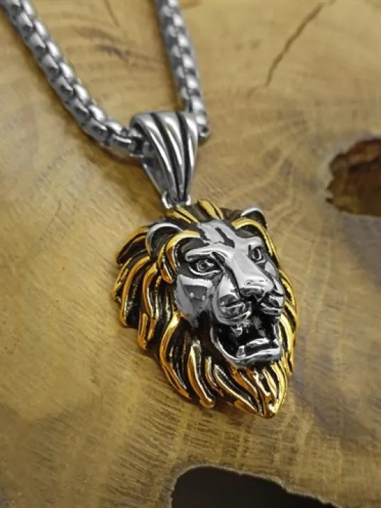 Sarı Yeleli Aslan Başı Figürlü Paslanmaz Çelik Kolye CKLSARASLAN-BYZ Sarı Yeleli Aslan Başı Figürlü Paslanmaz Çelik Kolye CKLSARASLAN-BYZ