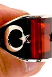 Ay Yıldız Erkek Gümüş Yüzük 3 Farklı Renk Seçeneği