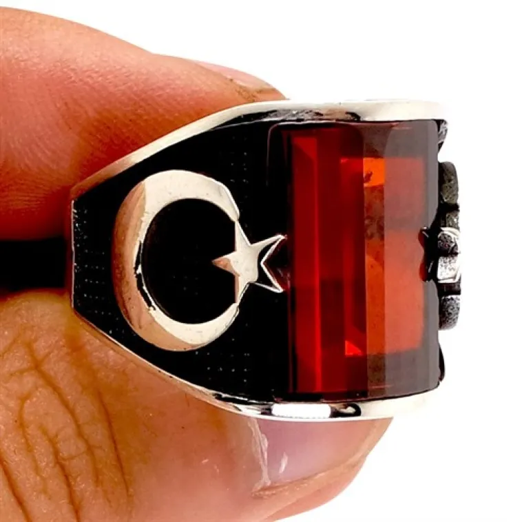 Ay Yıldız Erkek Gümüş Yüzük 3 Farklı Renk Seçeneği Ay Yıldız Erkek Gümüş Yüzük 3 Farklı Renk Seçeneği
