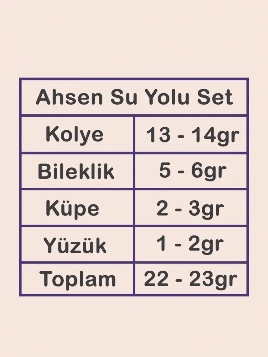 Ahsen Gümüş Su Yolu Set - Bileklik,Yüzük,Küpe,Kolye