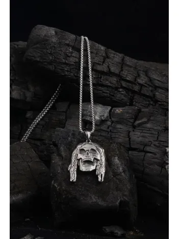 OttoMan Kuru Kafa İskelet Erkek Çelik Zincir Kolye CKLKURUKFAA-GMS OttoMan Kuru Kafa İskelet Erkek Çelik Zincir Kolye CKLKURUKFAA-GMS