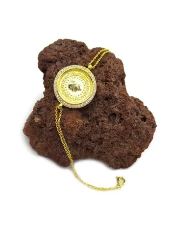 Zirkon Taşlı Çeyrekli Bayan Gümüş Bileklik