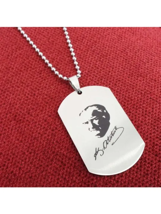 Erkek Çelik Atatürk İmzalı Zincir Kolye