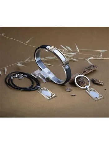 İsim Yazılabilen Altın Kaplama Çelik Erkek Bileklik Kolye Anahtarlık Set