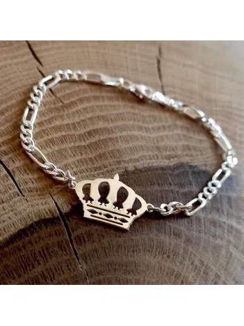 Taç Model Erkek Gümüş Bileklik Künye Kalın Figaro Model GBLKRALTACI-BYZ