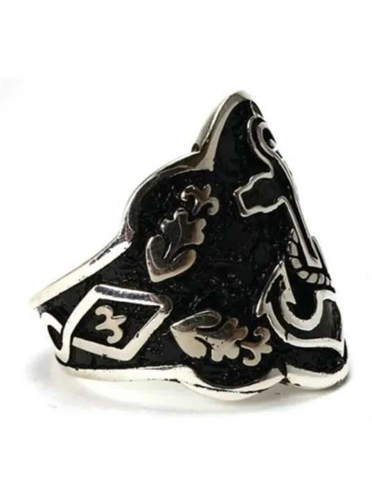 Gemi Çapalı Başparmak Zihgir Okçu Gümüş Erkek Yüzüğü