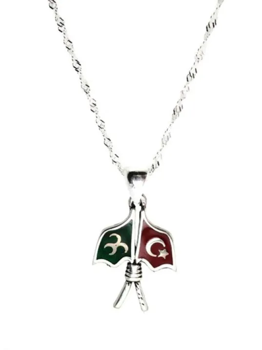 Kadın Gümüş Kolye - Osmanlı Ve Ay yıldız Sancaklı Gümüş Kolye Kadın Gümüş Kolye - Osmanlı Ve Ay yıldız Sancaklı Gümüş Kolye