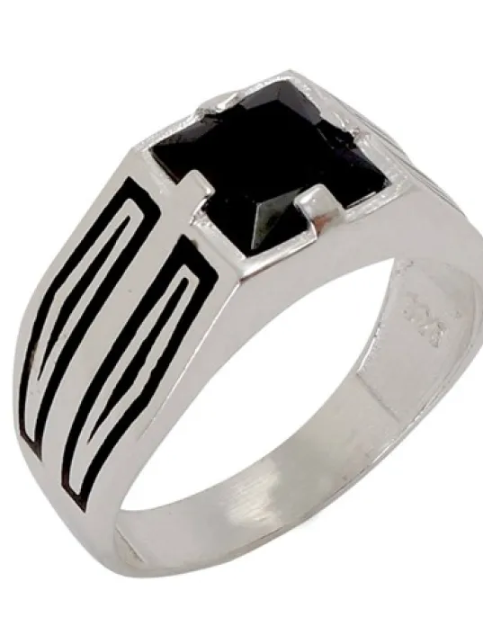 Zirkon Taşlı Kibar Model Gümüş Erkek Yüzük