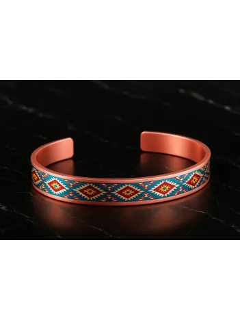 Kadın Bakır Bileklik - Rainbow Model Özel Baskı Metal Kutu Ve Kuvars Taşı