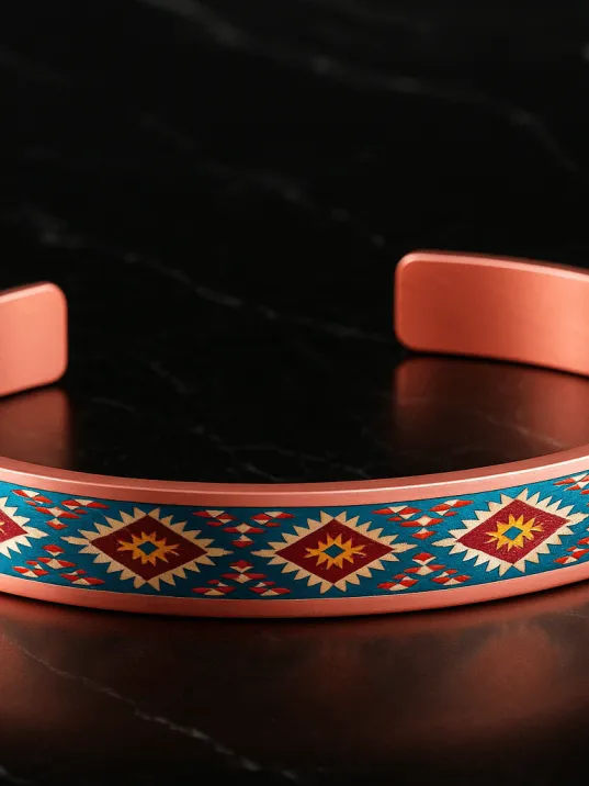 Kadın Bakır Bileklik - Rainbow Model Özel Baskı Metal Kutu Ve Kuvars Taşı Kadın Bakır Bileklik - Rainbow Model Özel Baskı Metal Kutu Ve Kuvars Taşı