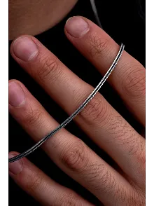 Erkek Gümüş Kolye - 2 mm Kare Singapur Zincir Gümüş Kolye