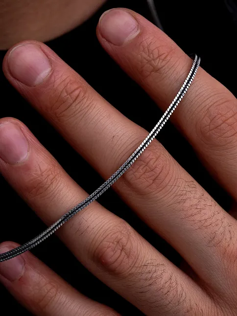 Erkek Gümüş Kolye - 2 mm Kare Singapur Zincir Gümüş Kolye