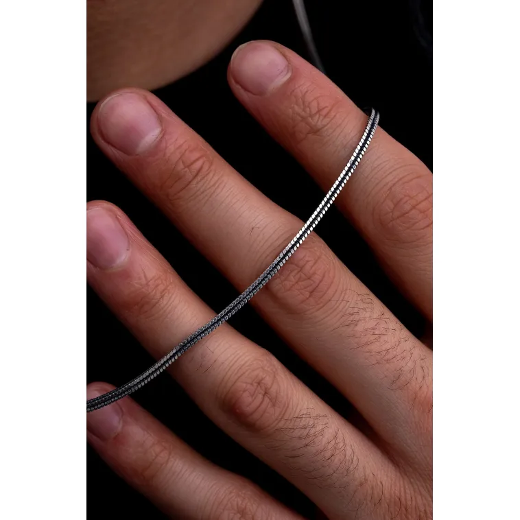 Erkek Gümüş Kolye - 2 mm Kare Singapur Zincir Gümüş Kolye Erkek Gümüş Kolye - 2 mm Kare Singapur Zincir Gümüş Kolye