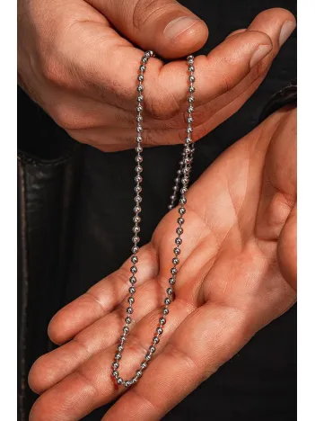 Orta Kalınlıkta Top Paslanmaz Çelik Erkek Kolye Zincir CKLTOPZİNCR-GMS