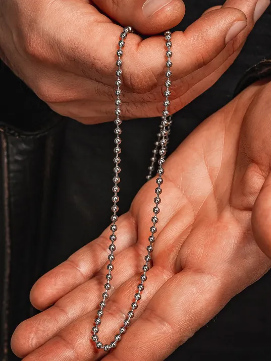 Orta Kalınlıkta Top Paslanmaz Çelik Erkek Kolye Zincir CKLTOPZİNCR-GMS