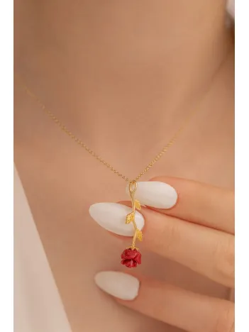 Ters Gül Model 2 Rose Renk Gümüş Kolye Gkltrsgulm1-ros