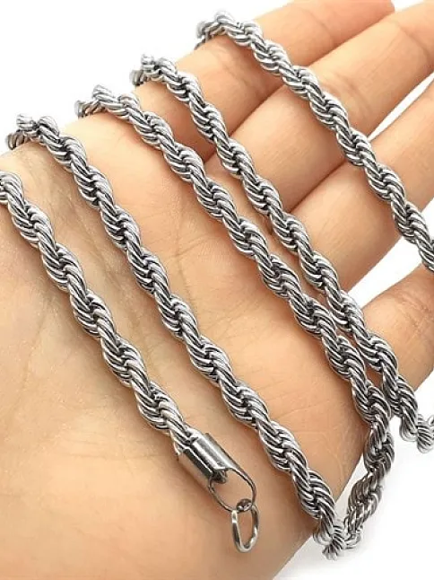 Burma Halat Erkek Paslanmaz Çelik Kolye 5mm Kalın Model