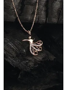 Lale Motifli Semazen Rose Gold Renk 925 Ayar Gümüş Bayan Kolye GKLSEMAZENK-ROS