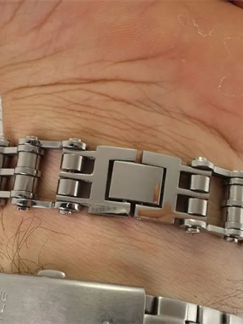 Bisiklet Motosiklet Zinciri Erkek Çelik Bileklik Çift Sıra Kalın Model