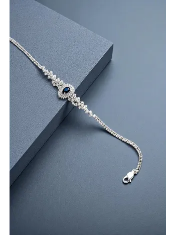 Çise Safir Taşlı Gümüş Su Yolu Bileklik