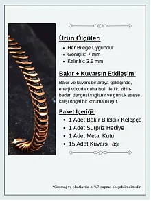 Saf Bakır Bileklik Burgu Örgü Sarım Model Metal Kutu Doğal Taşlar Kadın Erkek Bilezik