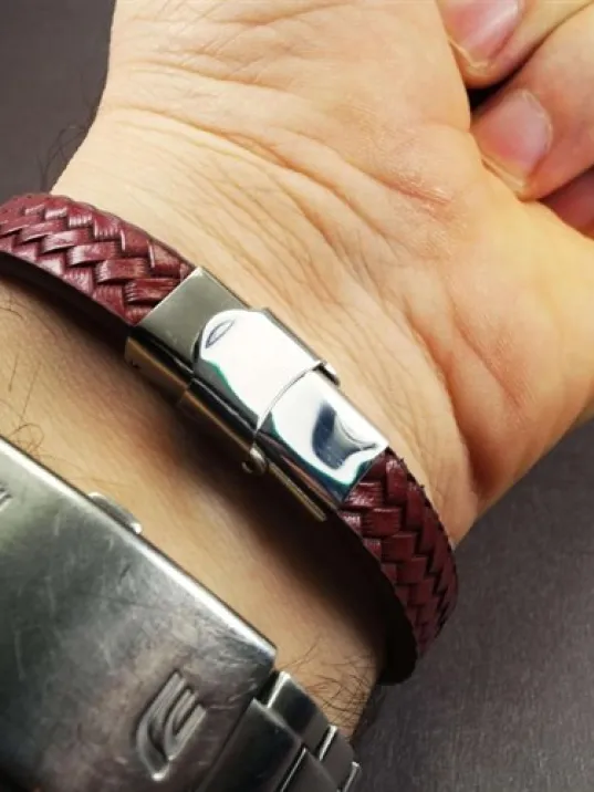 OttoMan Bordo Kauçuk İsim Yazılabilen Erkek Çelik Bileklik