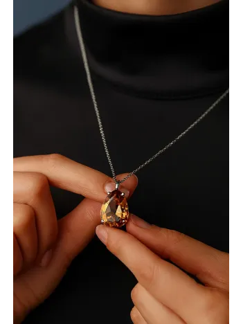 Kadın Gümüş Kolye - Zultanit Taşlı Damla Model Gümüş Kadın Kolye