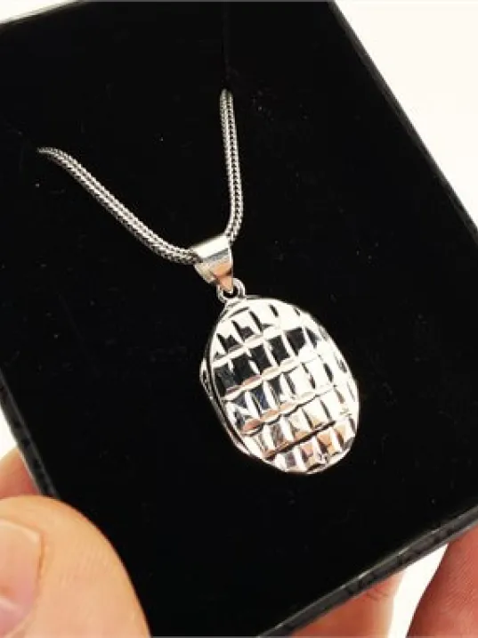 İthal Resim Veya Dua Konulabilen Erkek Gümüş Kolye Zincir