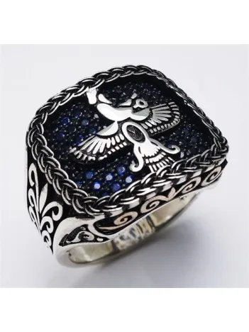 Ahura Mazda Zerdüşt Gümüş Erkek Yüzük Lüks Model