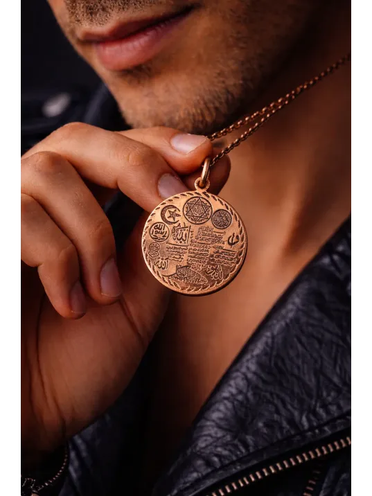 Bakır Kolye Ucu Bakır Zırh Kolye Celcelütiye 4 Kul Duası Hilyei Şerif Ebcet Mührü Şerif İsmi Azam vb