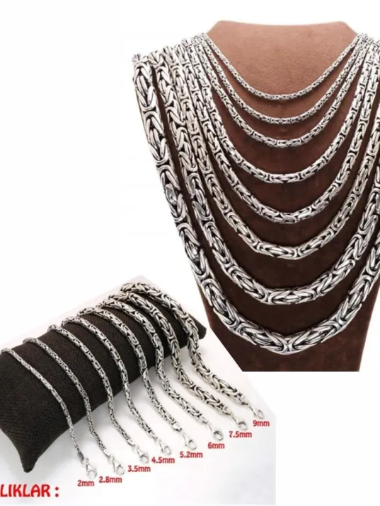 Erkek Gümüş Bileklik Kolye Set - 925 Ayar Gümüş Yuvarlak Kral Model Set