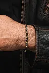 Kadın Erkek Gümüş Bileklik - Hematit Taşlı Gümüş Detaylı İnce Kibar Erkek Kadın Bileklik