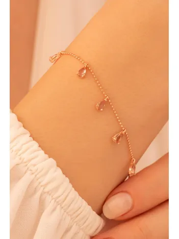 Rose Zultanit Taşlı Model 1 Kadın Gümüş Bileklik GBLZLTNTTS1-ROS