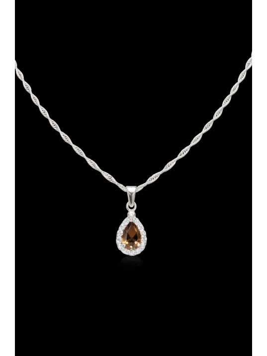 Kadın Gümüş Kolye Küpe Set - Zarif Mini Zultanit Taşlı Kadın Gümüş Set