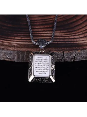 Ayetel Kürsi Işlemeli 925 Ayar Gümüş Kolye