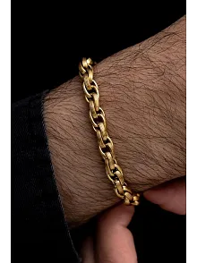 Erkek Çelik Bileklik -Altın Kaplama Sarmal Model Çelik Bileklik