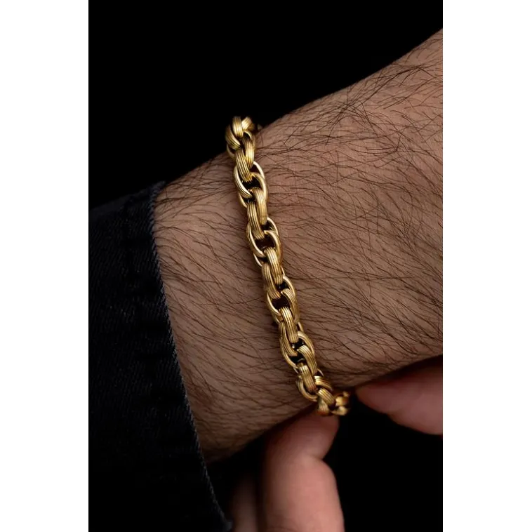 Erkek Çelik Bileklik -Altın Kaplama Sarmal Model Çelik Bileklik Erkek Çelik Bileklik -Altın Kaplama Sarmal Model Çelik Bileklik