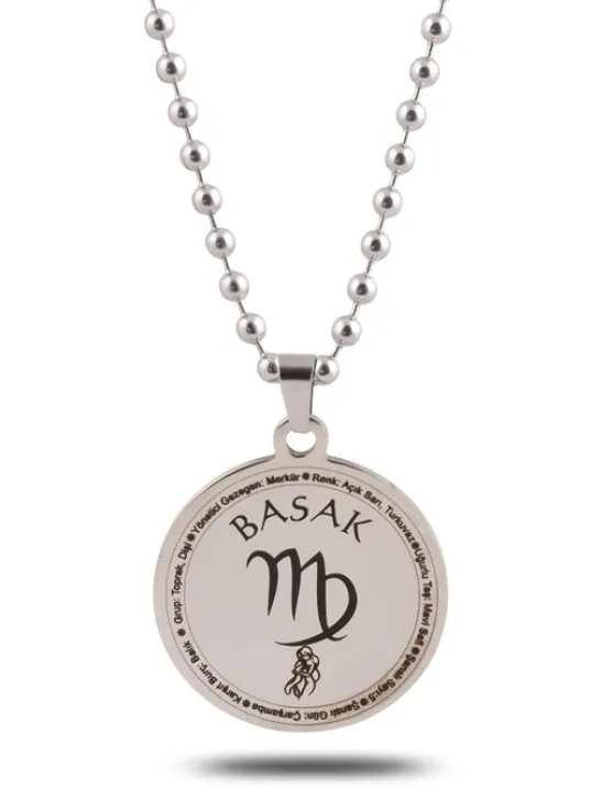 Başak Burcu Kolye Kadın Erkek Çelik Kolye Top Zincir CKLBASAKBRC-GMS Başak Burcu Kolye Kadın Erkek Çelik Kolye Top Zincir CKLBASAKBRC-GMS
