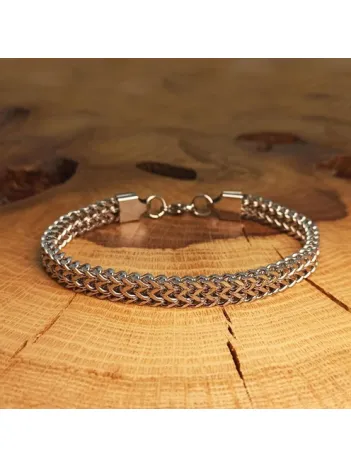 Çift Sıra Örüm Desen Erkek Çelik Bileklik İnce Model CBLGMSOTCSO