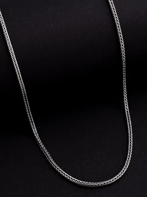 2.5mm Tilki Kuyruğu Gümüş Erkek Kolye Zincir Kalın Model