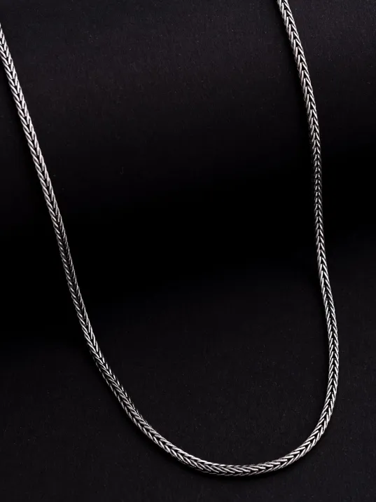 2.5mm Tilki Kuyruğu Gümüş Erkek Kolye Zincir Kalın Model