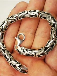 KRAL ZİNCİR GÜMÜŞ ERKEK BİLEKLİK KÜNYE 7,5mm DEVASA KALIN MODEL