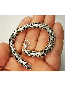 KRAL ZİNCİR GÜMÜŞ ERKEK BİLEKLİK KÜNYE 7,5mm DEVASA KALIN MODEL